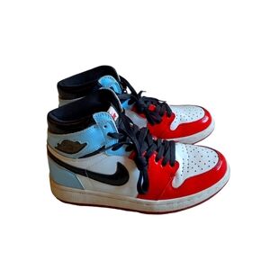 Nike Air Jordan I High Top Laceup Shoes Red White Blue and Black Size 8.5